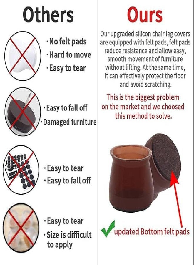 Clickswift® 16 Pcs Silicone Chair Leg Floor Protectors Rubber Chair Leg Caps Furniture Protector to Prevent Scratches, Reduce Noise, Anti-Slip Furniture Leg Covers for Chair, Stool Table, (Brown) - Image 3